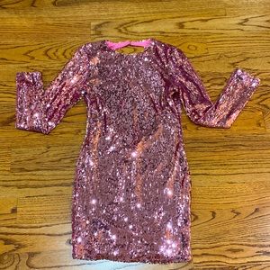 Sequined Barbie Pink Open Back Party Dress